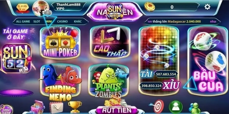Sun52 29 Đa dạng về các trò chơi trải nghiệm